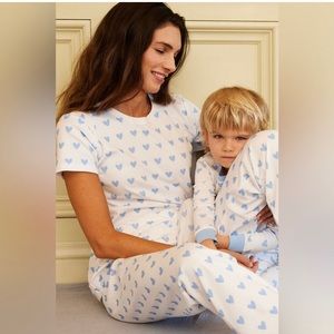 LAKE Pajamas Short Long Blue Heart Set - NWOT Med